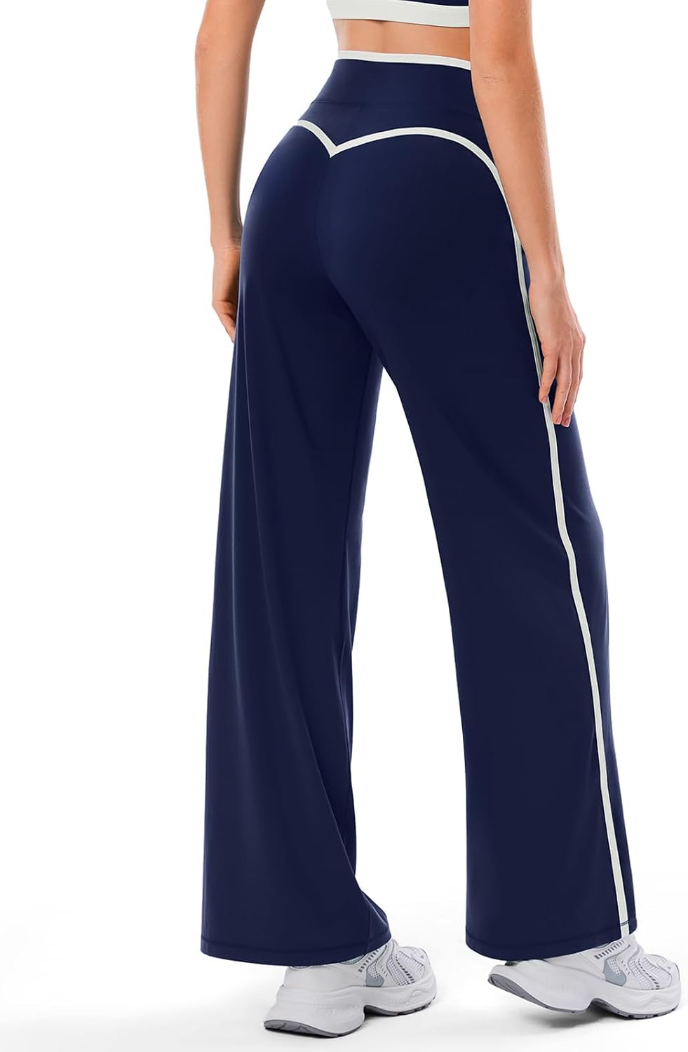 Women's Wide Leg Yoga Pants with Side Stripe