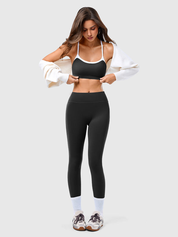 Contrast Color Sports Bra And Yoga Pants Set