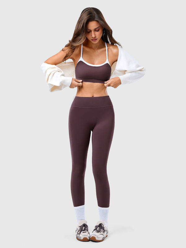 Contrast Color Sports Bra And Yoga Pants Set
