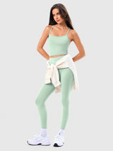 Two Piece Cross Back Tank Top Matching High Waist Leggings Sets IN25FS006AB