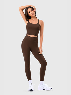 Two Piece Cross Back Tank Top Matching High Waist Leggings Sets