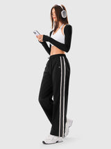 INNOMINT Women's Wide-Leg Track Pants with Lace Side Stripes