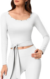 Women's Pilates Wrap Top, Long Sleeve Shirts