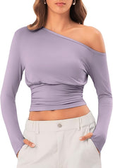 Off the Shoulder Tops for Women Long Sleeve