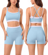 2 Pieces Workout Sets Seamless Athletic Shorts