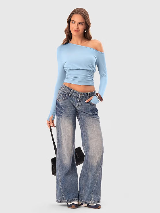 Off the Shoulder Tops for Women Long Sleeve
