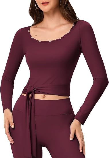 Women's Pilates Wrap Top, Long Sleeve Shirts