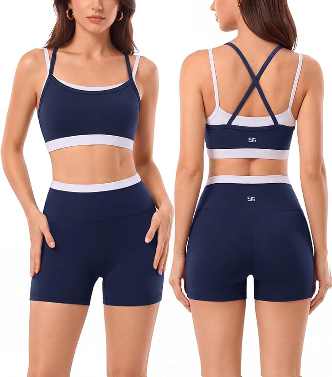 2 Pieces Workout Sets Seamless Athletic Shorts