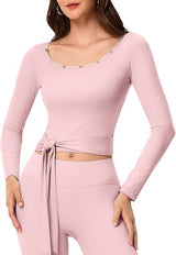 Women's Pilates Wrap Top, Long Sleeve Shirts
