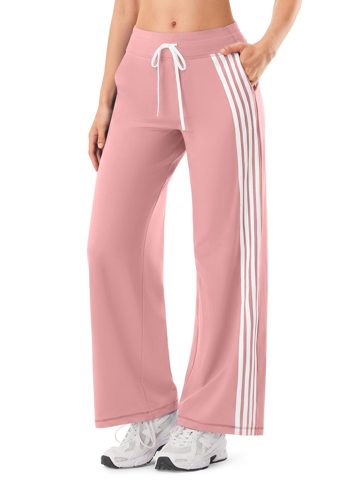 INNOMINT Women's Wide-Leg Track Pants with Side Stripes