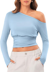 Off the Shoulder Tops for Women Long Sleeve
