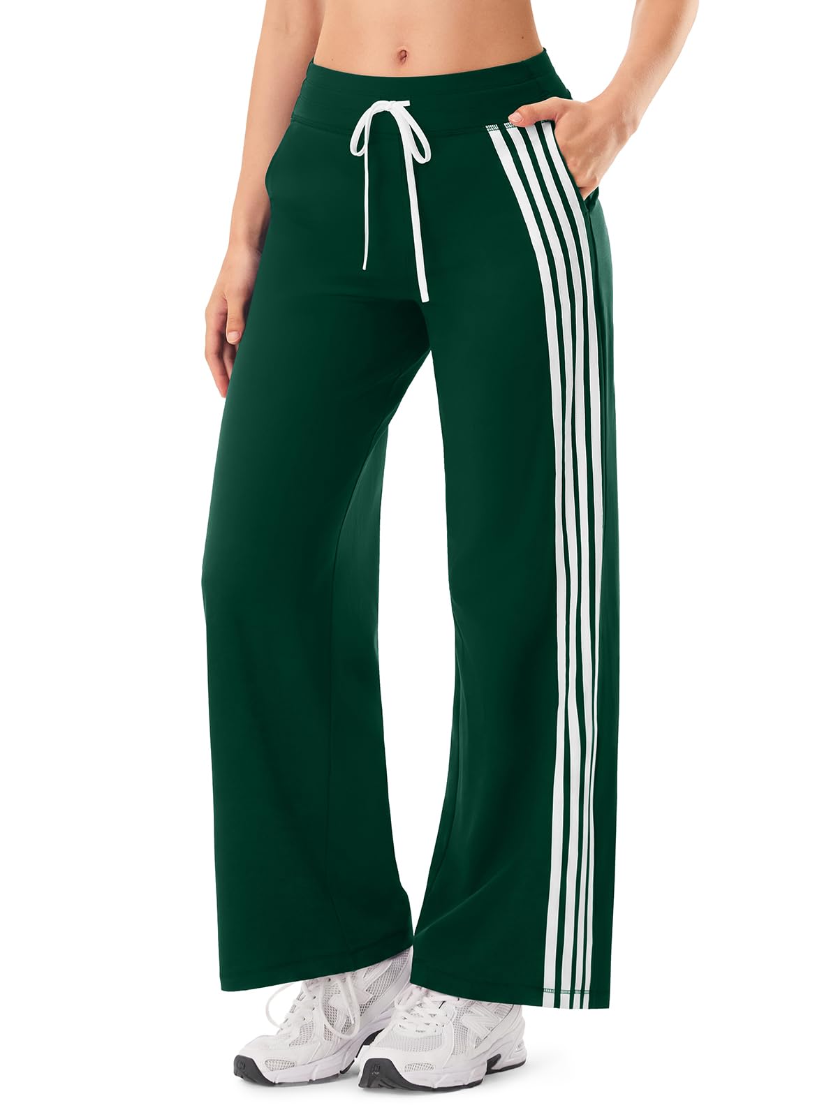 INNOMINT Women's Wide-Leg Track Pants with Side Stripes