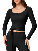 INNOMINT Women's Long Sleeve Wrap Top with Side Tie