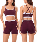 2 Pieces Workout Sets Seamless Athletic Shorts