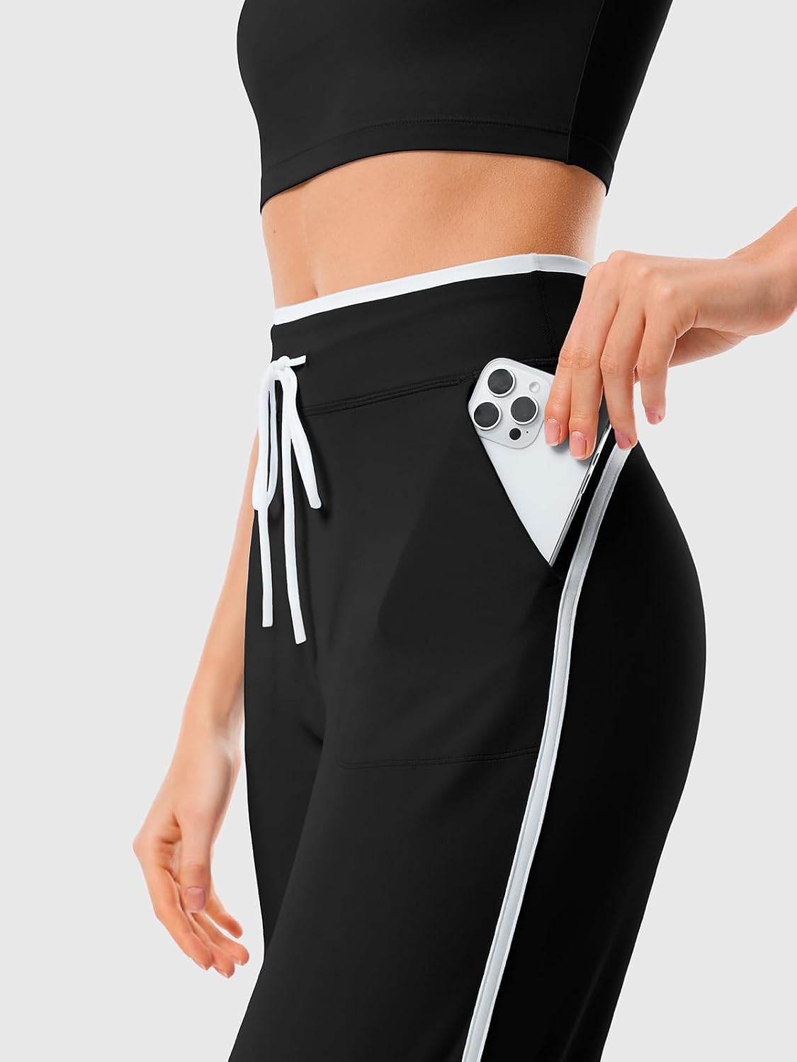 Women's Wide Leg Yoga Pants with Side Stripe