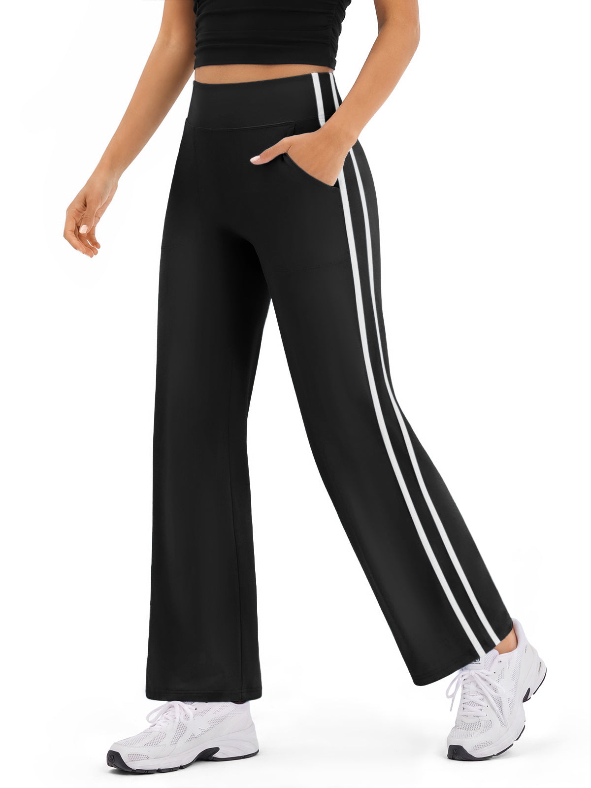 INNOMINT Women's High-Waisted Wide-Leg Track Pants