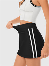 INNOMINT Women's High-Waisted Tennis Skort with Side Stripes