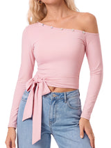 INNOMINT Women's Off-Shoulder Long Sleeve Workout Top