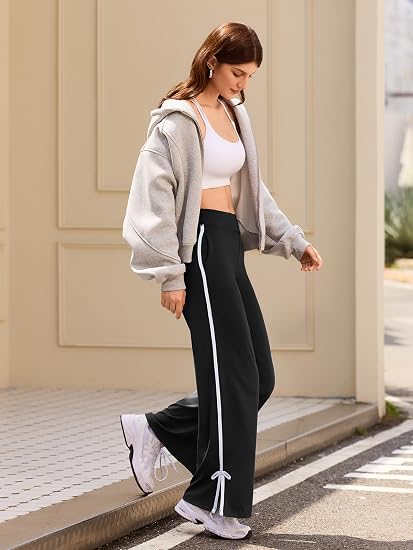 Track Pants Women Wide Leg Sweatpants Bow Tie