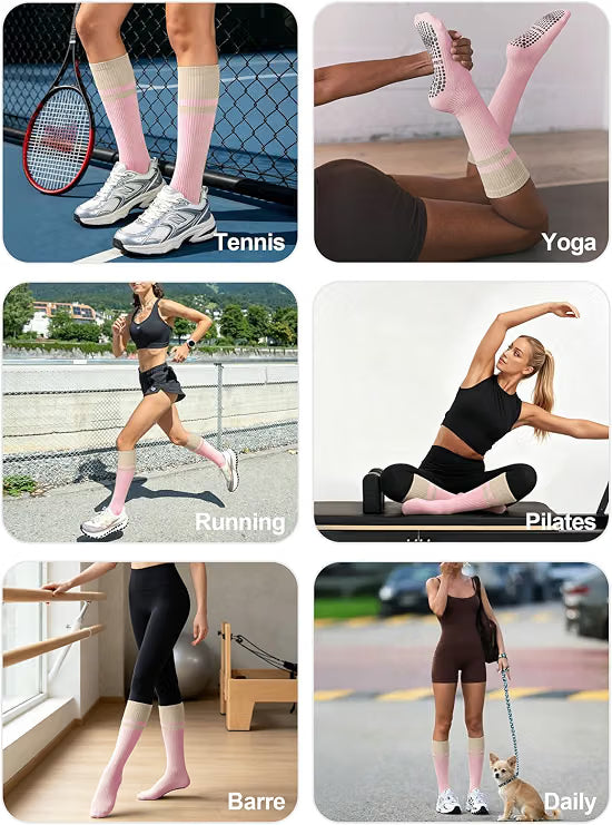 Women's Knee High Pilates Grip Socks