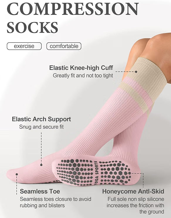 Women's Knee High Pilates Grip Socks