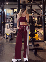 INNOMINT Women's Wide-Leg Track Pants with Side Stripes