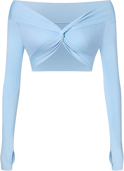Twist Front Long Sleeve Crop Top Workout Tops Shrugs