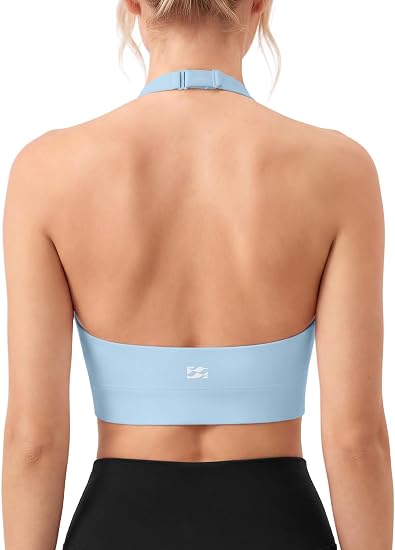 Halter Backless Sports Bra with Adjustable Strap
