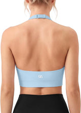Halter Backless Sports Bra with Adjustable Strap