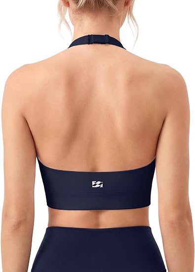 Halter Backless Sports Bra with Adjustable Strap