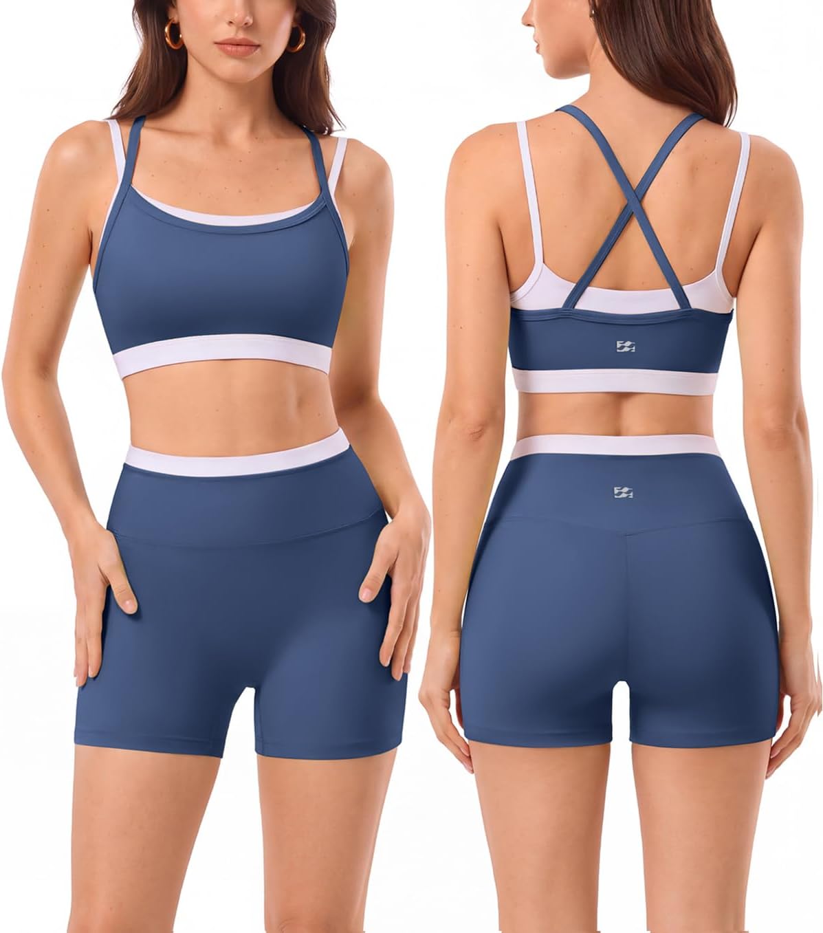 2 Pieces Workout Sets Seamless Athletic Shorts