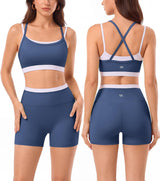 2 Pieces Workout Sets Seamless Athletic Shorts