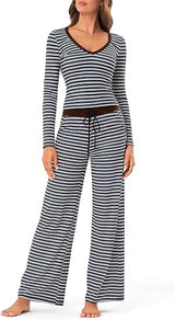 2 Piece Women's Striped Lounge Sets