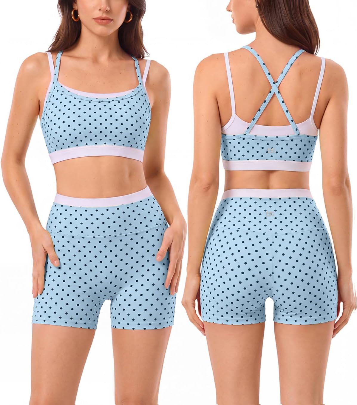 2 Pieces Workout Sets Seamless Athletic Shorts