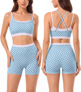 2 Pieces Workout Sets Seamless Athletic Shorts