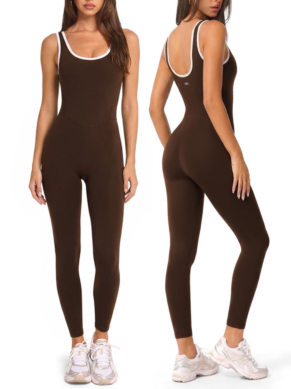Square Neckline Color-Blocked Jumpsuits