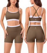 2 Pieces Workout Sets Seamless Athletic Shorts
