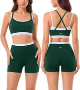 2 Pieces Workout Sets Seamless Athletic Shorts