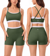 2 Pieces Workout Sets Seamless Athletic Shorts