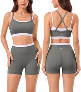 2 Pieces Workout Sets Seamless Athletic Shorts