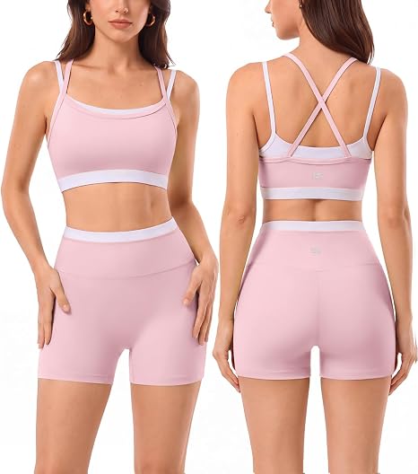 2 Pieces Workout Sets Seamless Athletic Shorts