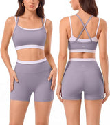 2 Pieces Workout Sets Seamless Athletic Shorts