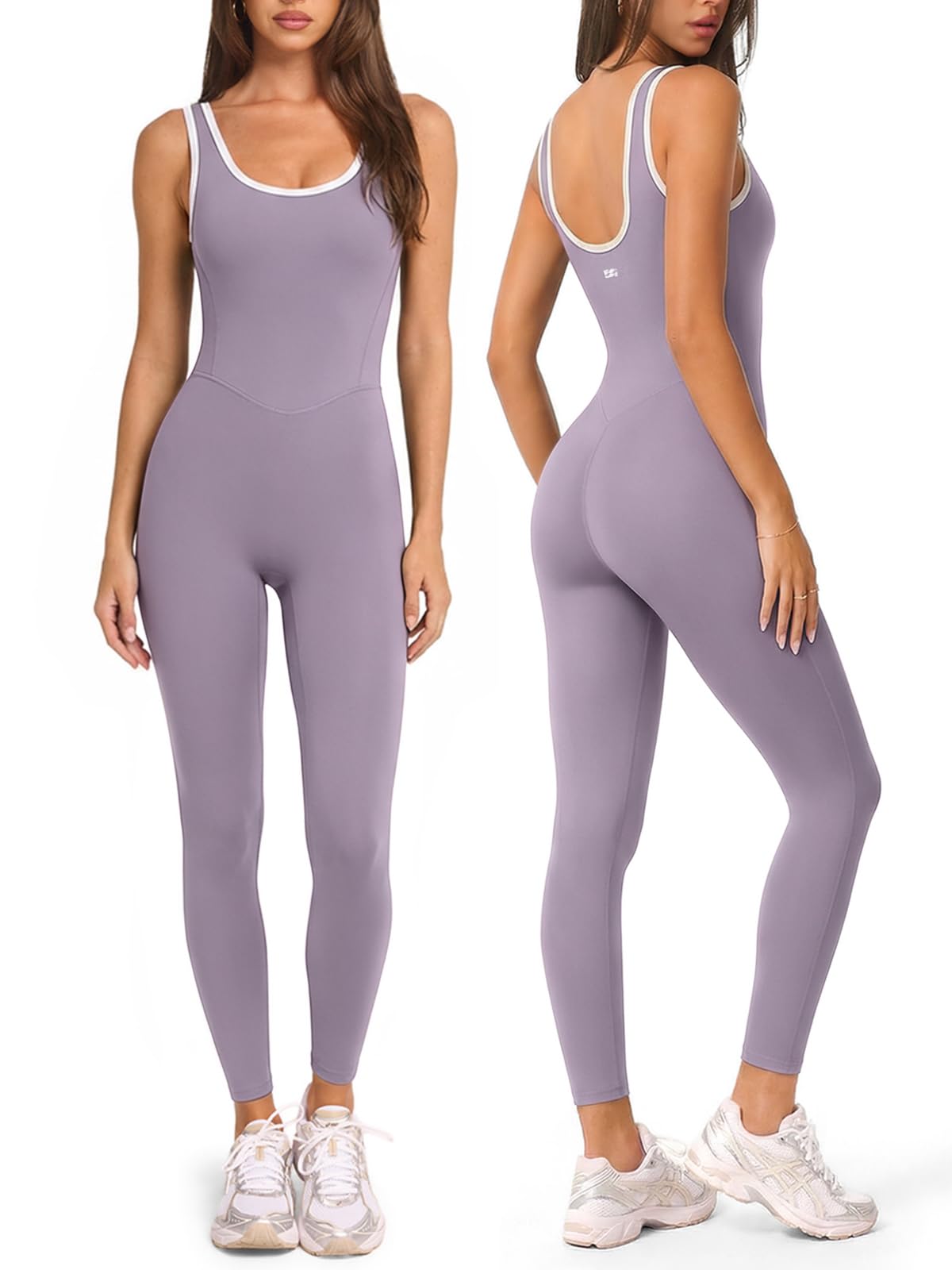 Square Neckline Color-Blocked Jumpsuits