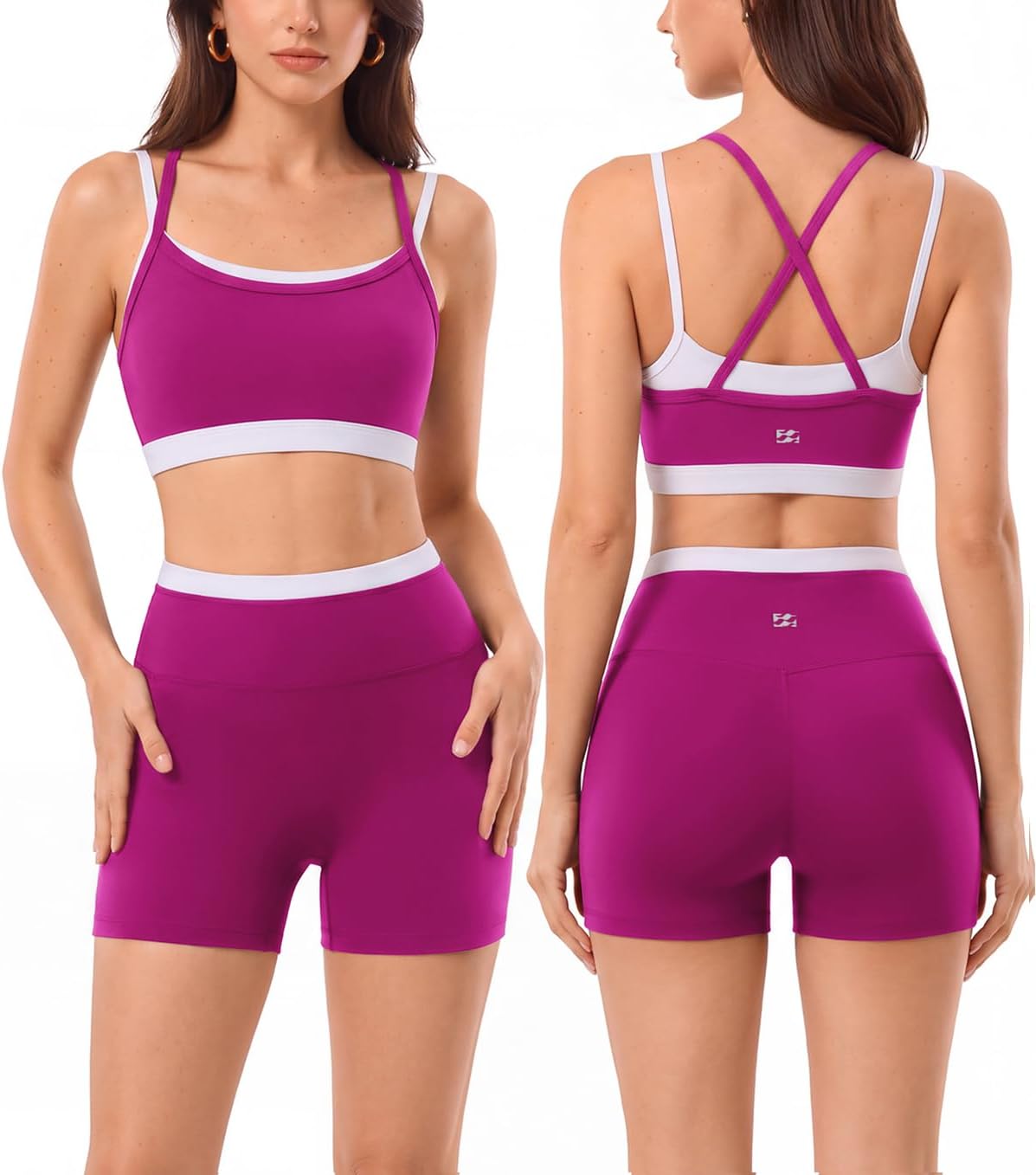 2 Pieces Workout Sets Seamless Athletic Shorts
