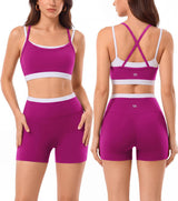 2 Pieces Workout Sets Seamless Athletic Shorts