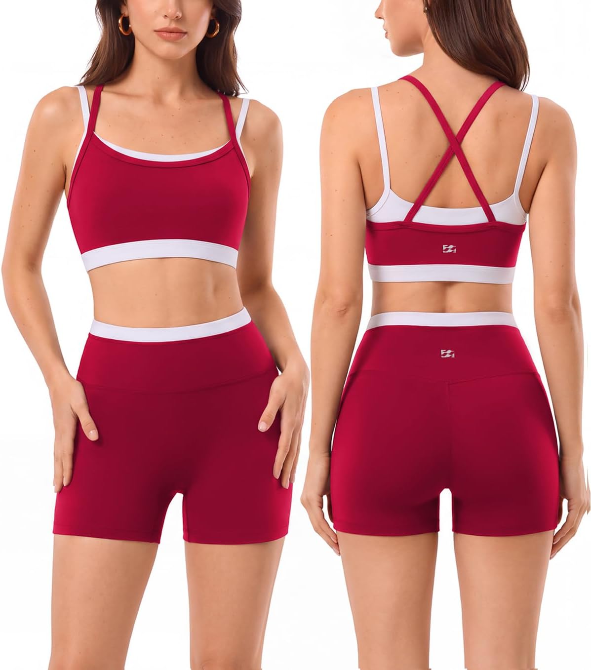 2 Pieces Workout Sets Seamless Athletic Shorts