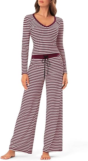 2 Piece Women's Striped Lounge Sets