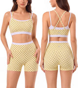2 Pieces Workout Sets Seamless Athletic Shorts
