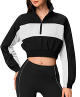 INNOMINT Women's Cropped Half-Zip Windbreaker Jacket