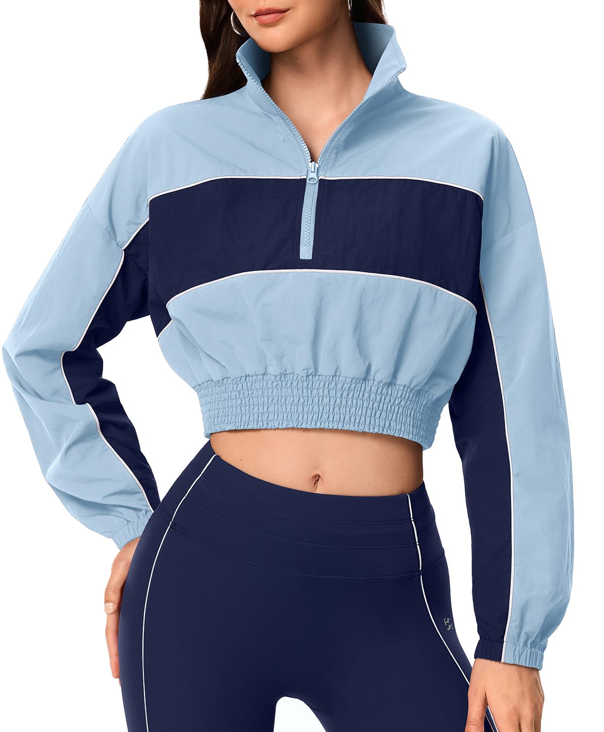 INNOMINT Women's Cropped Half-Zip Windbreaker Jacket